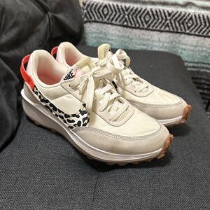 Nike Women's Cream and Red Leopard Sneakers